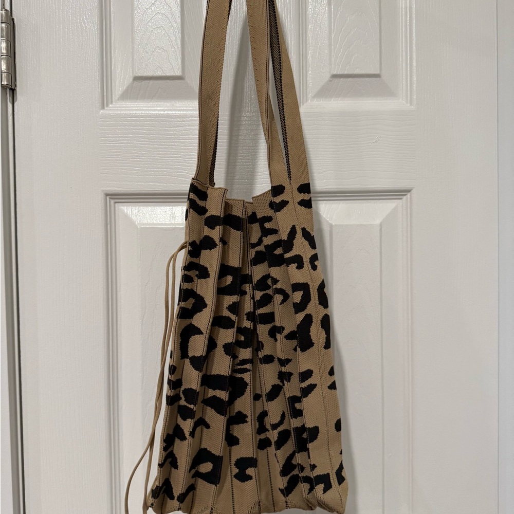 Leopard Print Tan Tote Bag